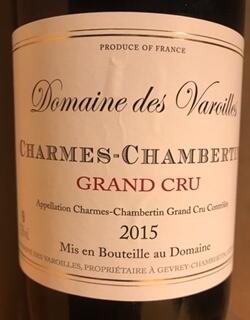 Domaine des Varoilles, Charmes-Chambertin Grand Cru 2015.