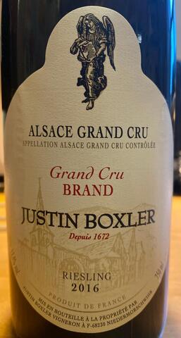 Riesling Brand Grand Cru, Justin Boxler 2016.