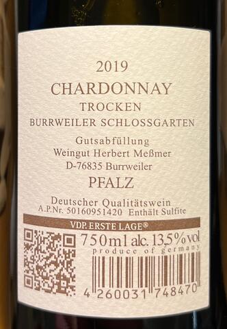 Messmer Chardonnay 2019 trocken, Erste lage.